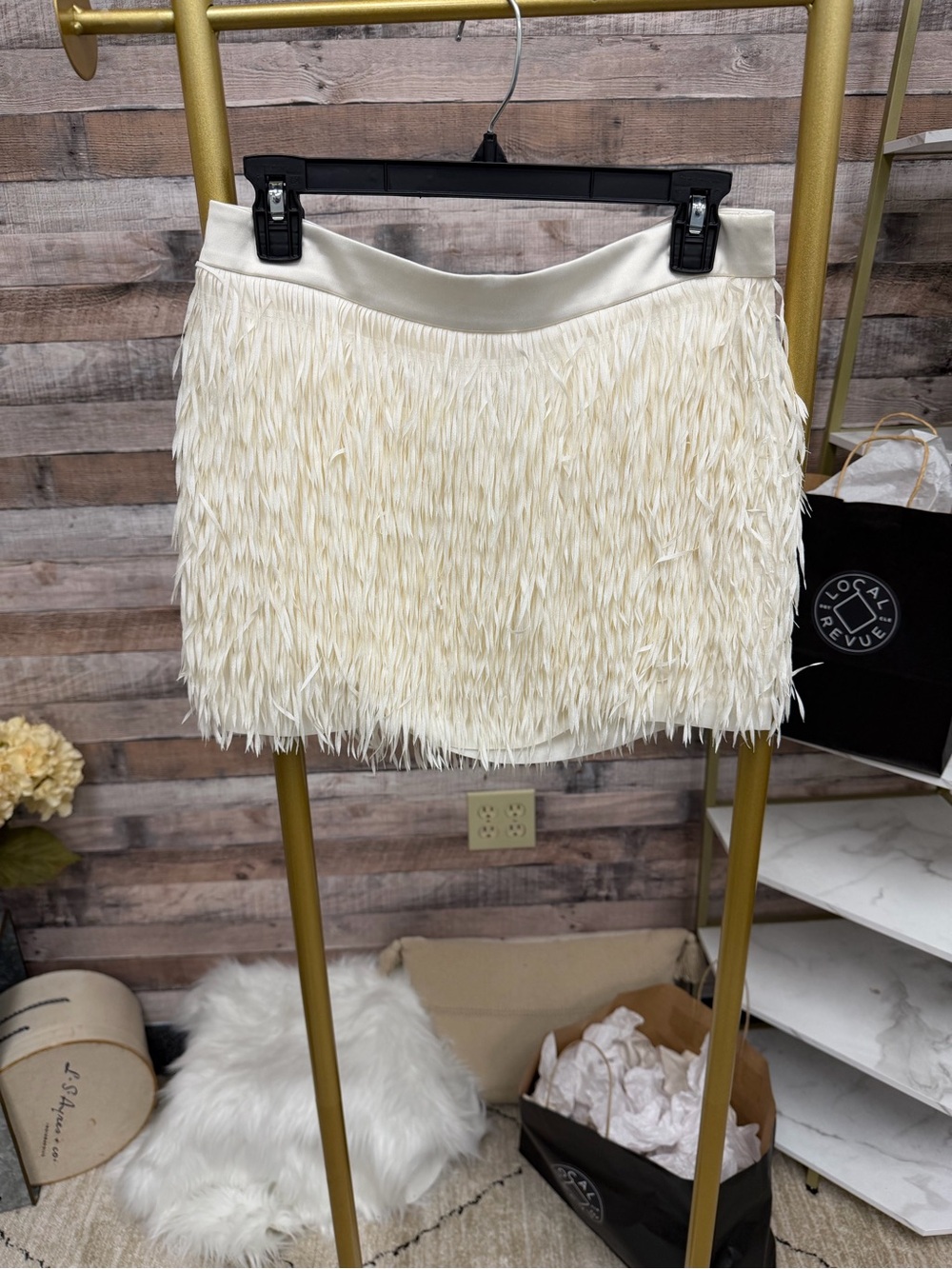 Express Ivory Fringe Mini Skirt 4